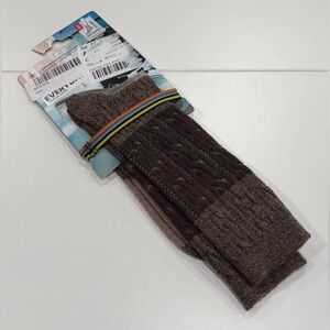 SmartWool Men's XL Everyday Color-Block Cable Socks Crew Zero Cushion Brown NWT